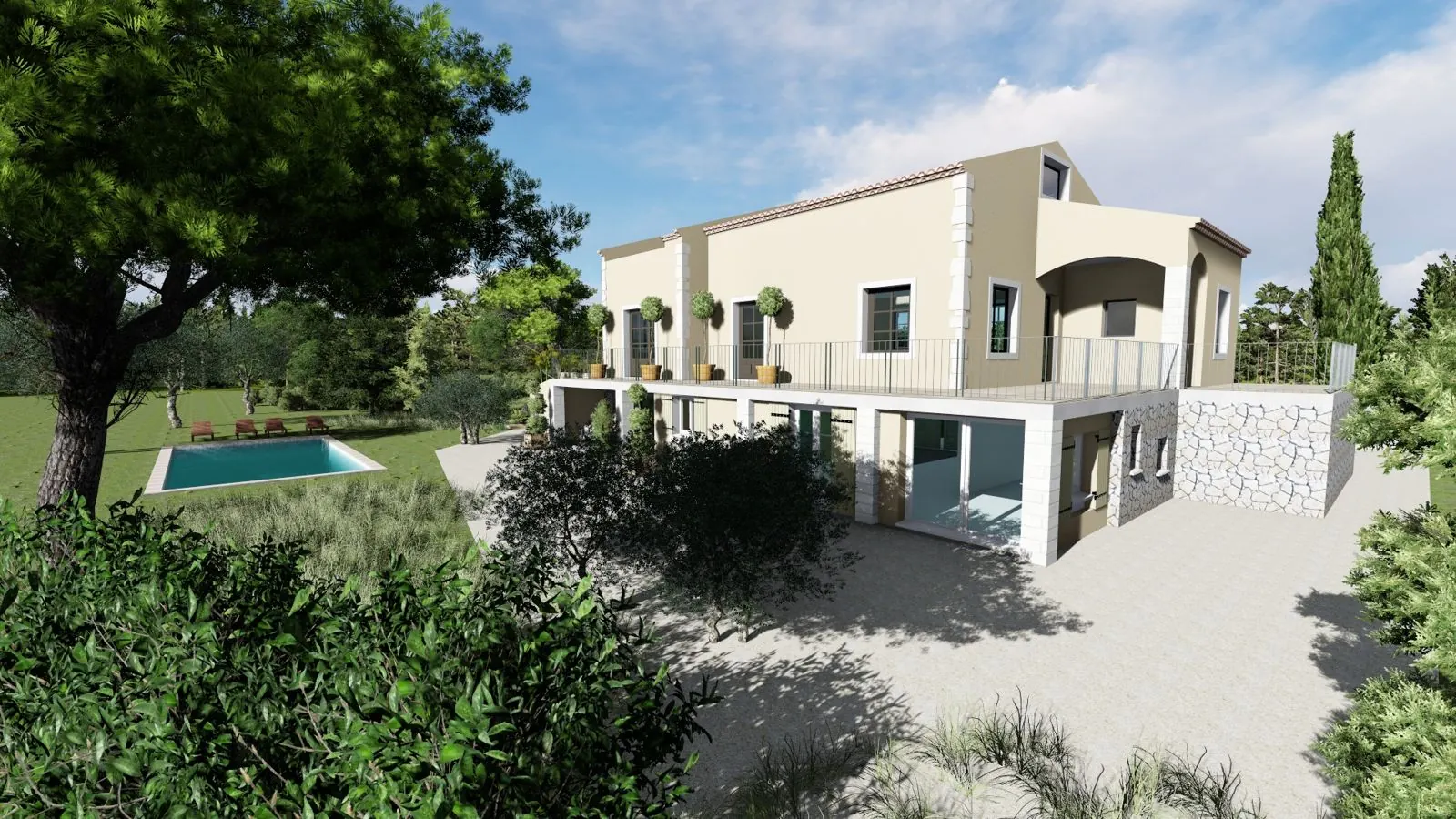 Villa sur terrain en pente